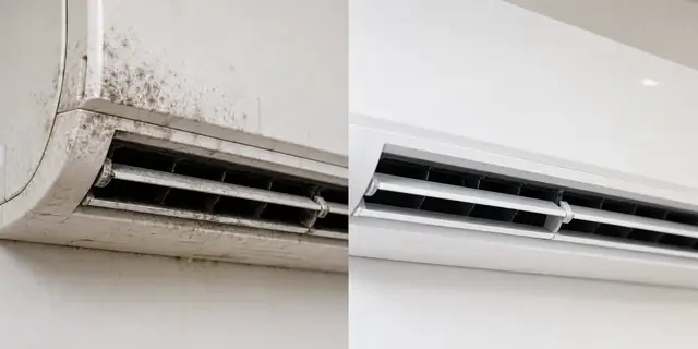 分體式冷氣外殼清洗前後對比